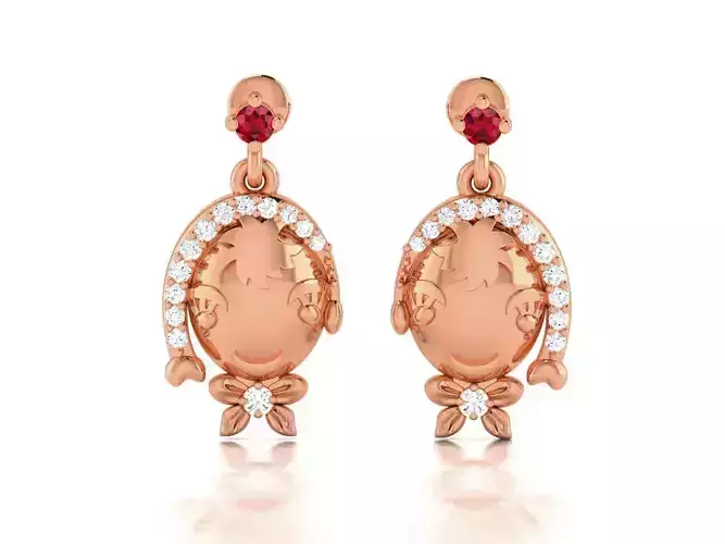 Baby face Women studs earrings 3dm render detail