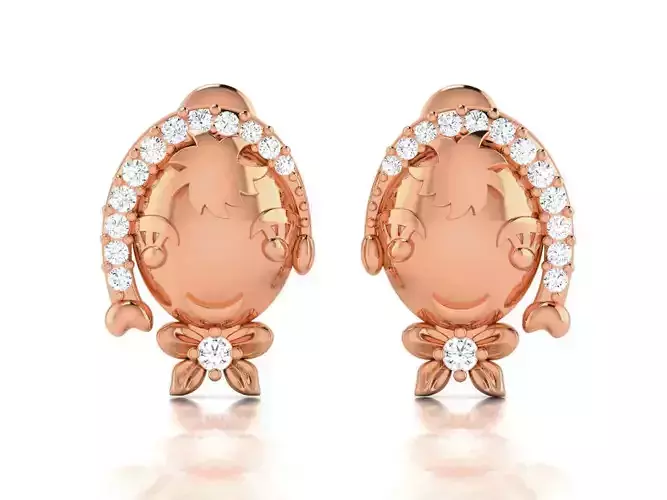 Baby face Women studs earrings 3dm render detail