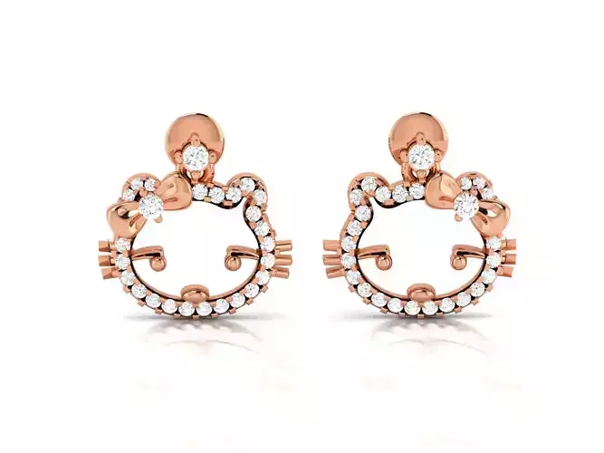 Baby Face Women studs earrings 3dm render detail