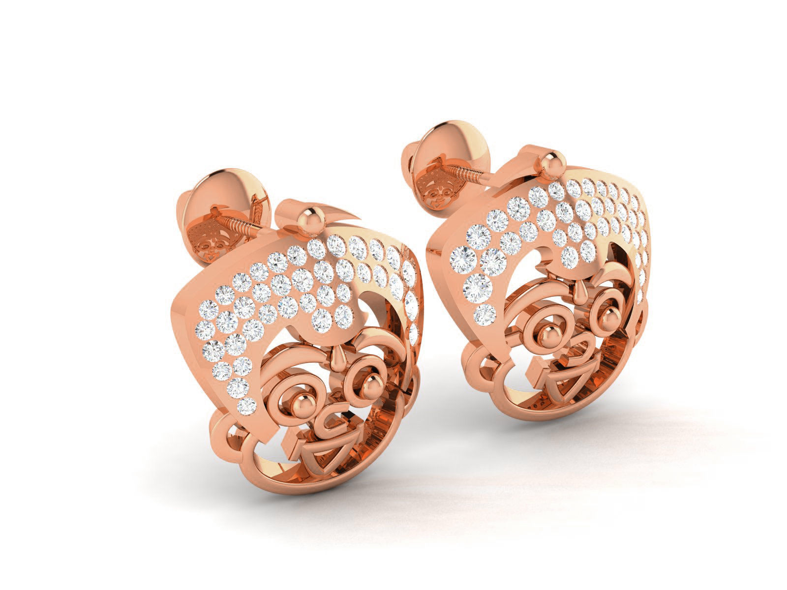 Men face Women studs earrings 3dm render detail 3D print model_3