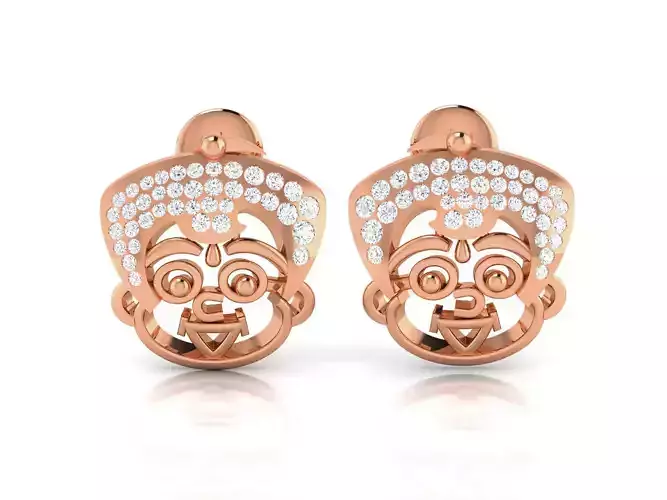 Men face Women studs earrings 3dm render detail 3D print model