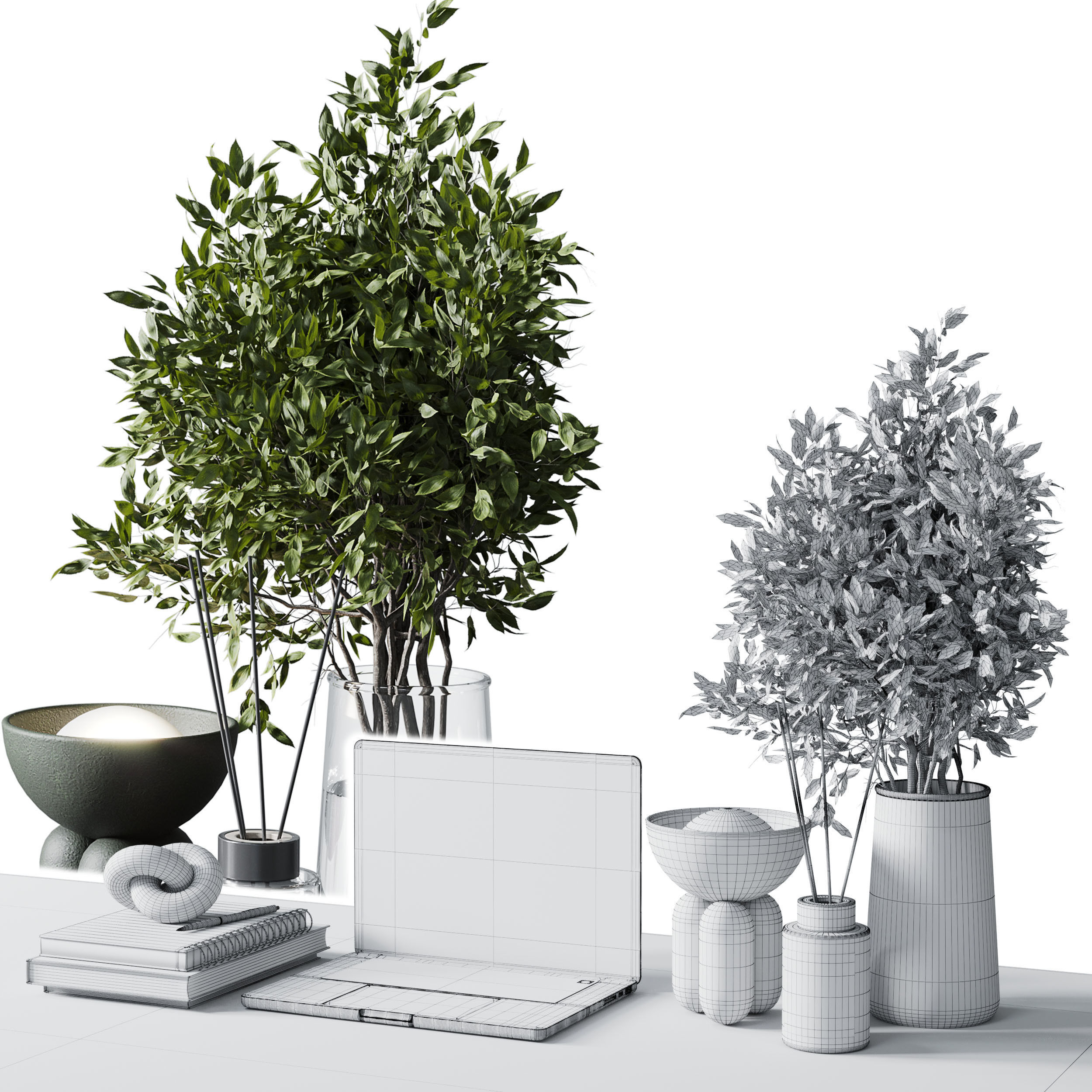 decorative set 001 Low-poly 3D model_3