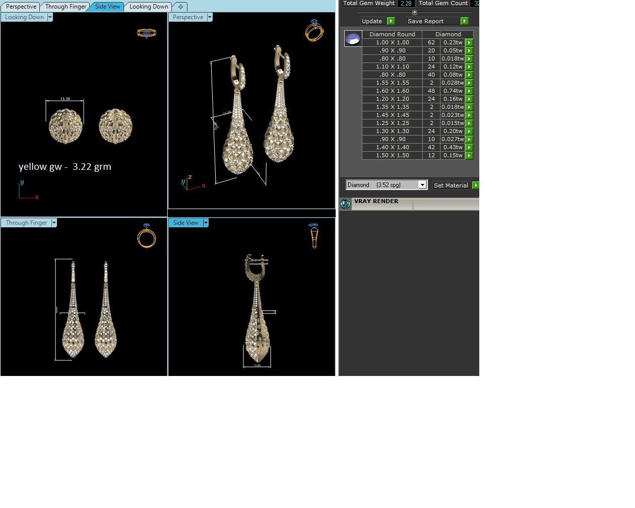 Women long earrings 3dm render detail 3D print model_2