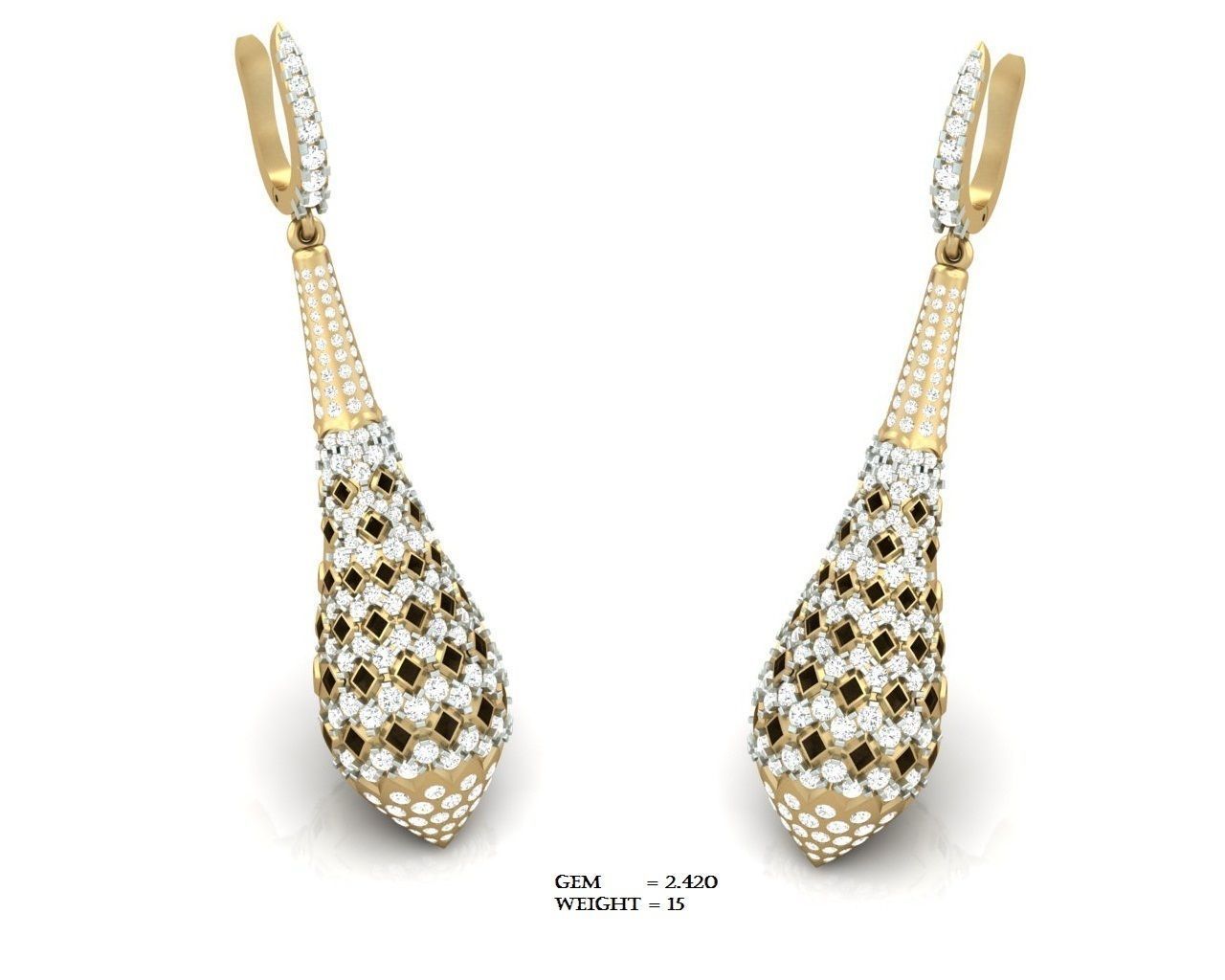 Women long earrings 3dm render detail 3D print model_1