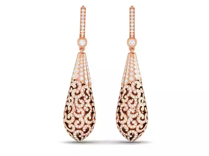 Women long earrings 3dm render detail