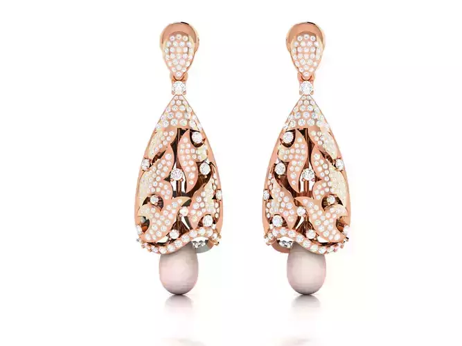 Women long earrings 3dm render detail