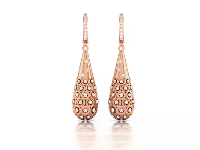 Women long earrings 3dm render detail