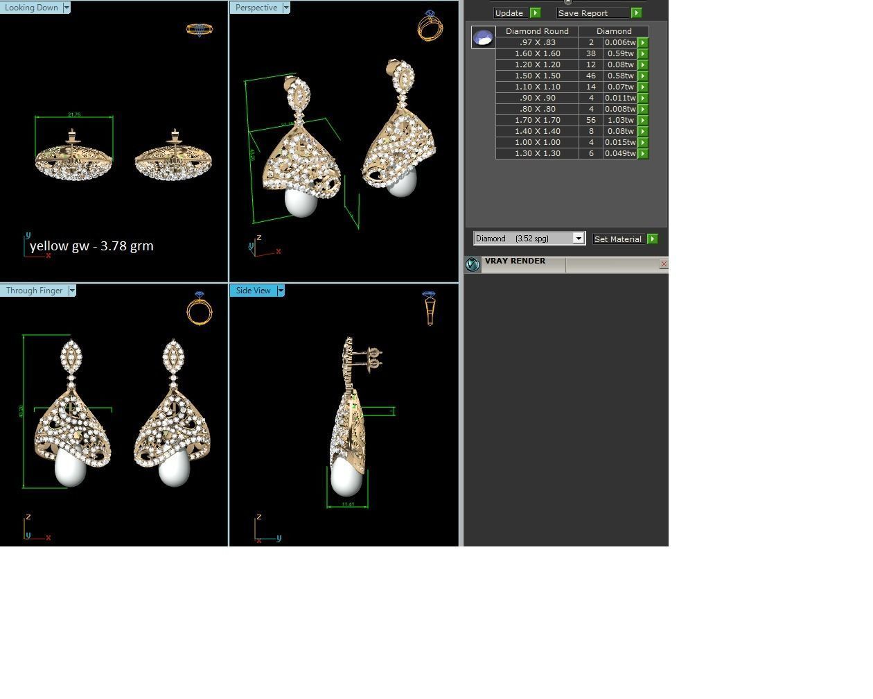 Women drop earrings 3dm render detail 3D print model_3