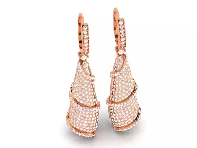 Women long earrings 3dm render detail