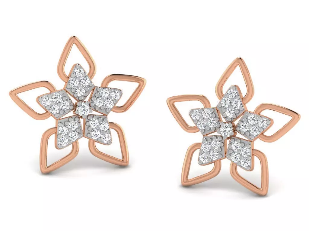 Women flower earrings 3dm render detail 3D print model_0