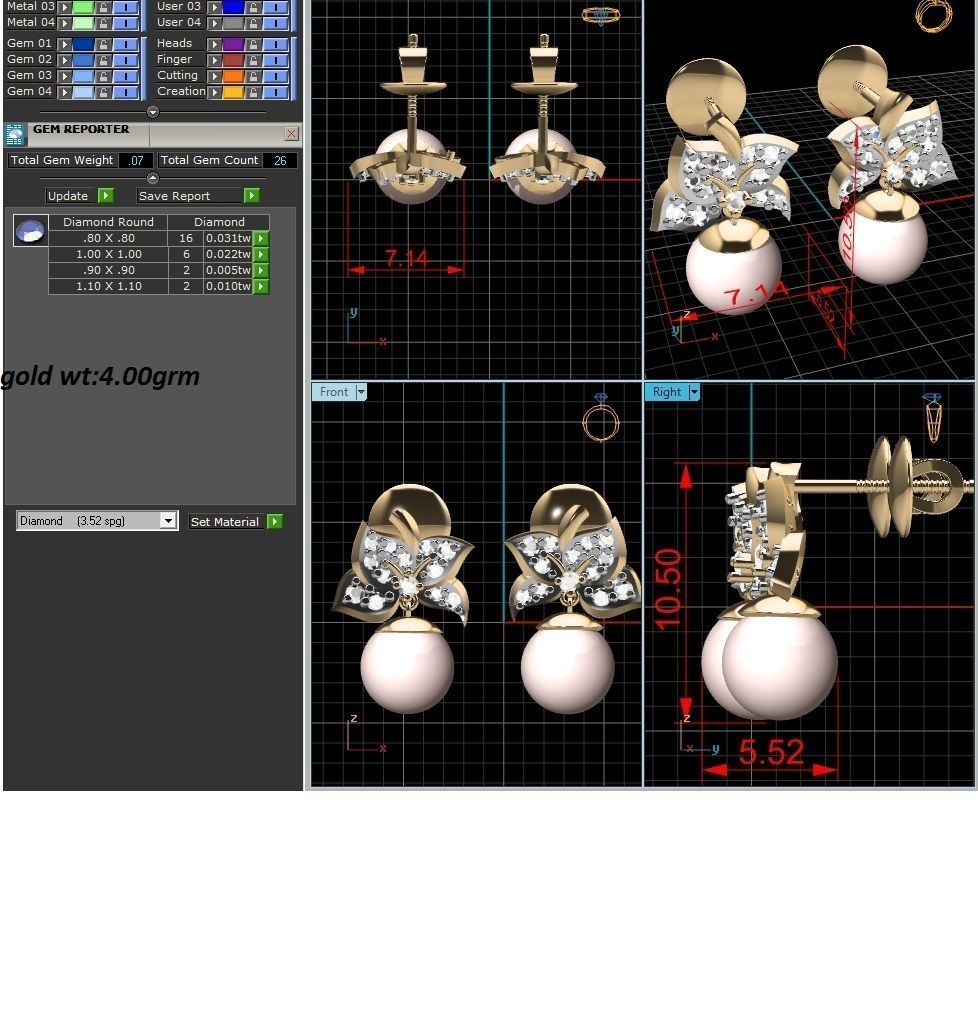 Women drop earrings 3dm render detail 3D print model_1