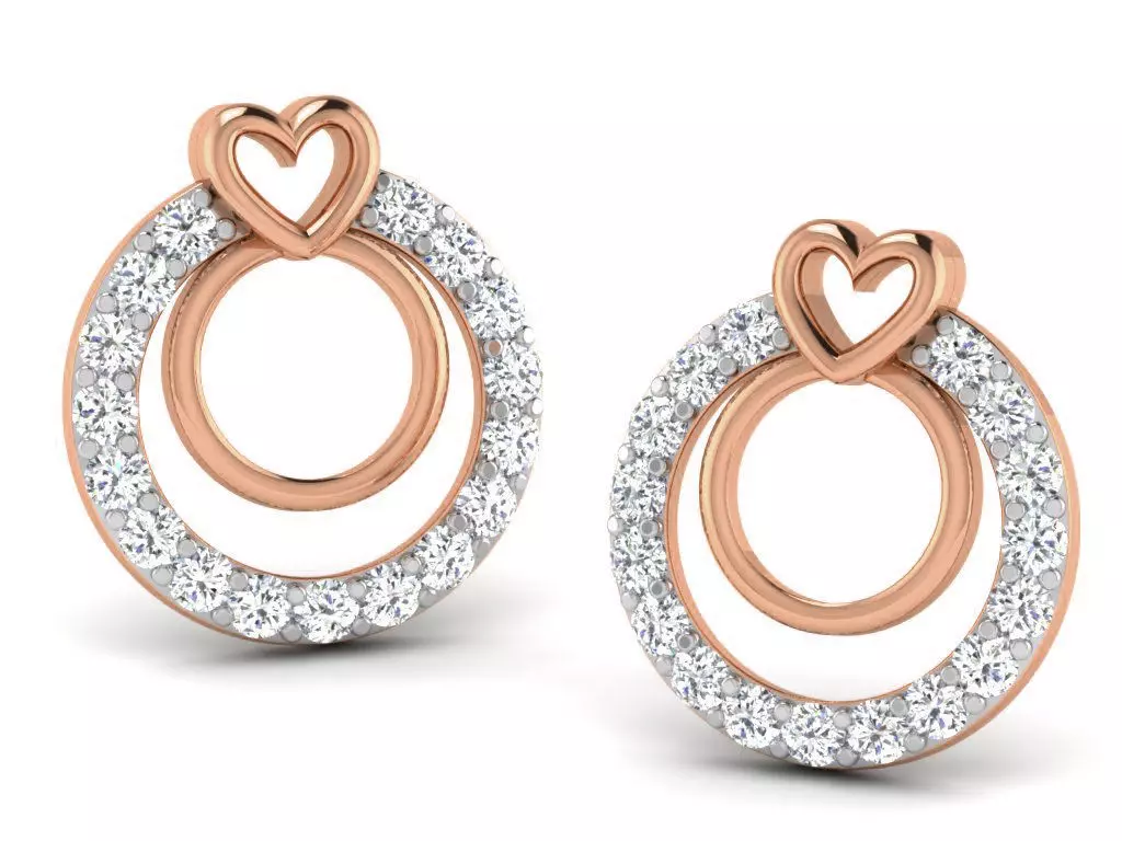 Women heart studs earrings 3dm render detail 3D print model_0