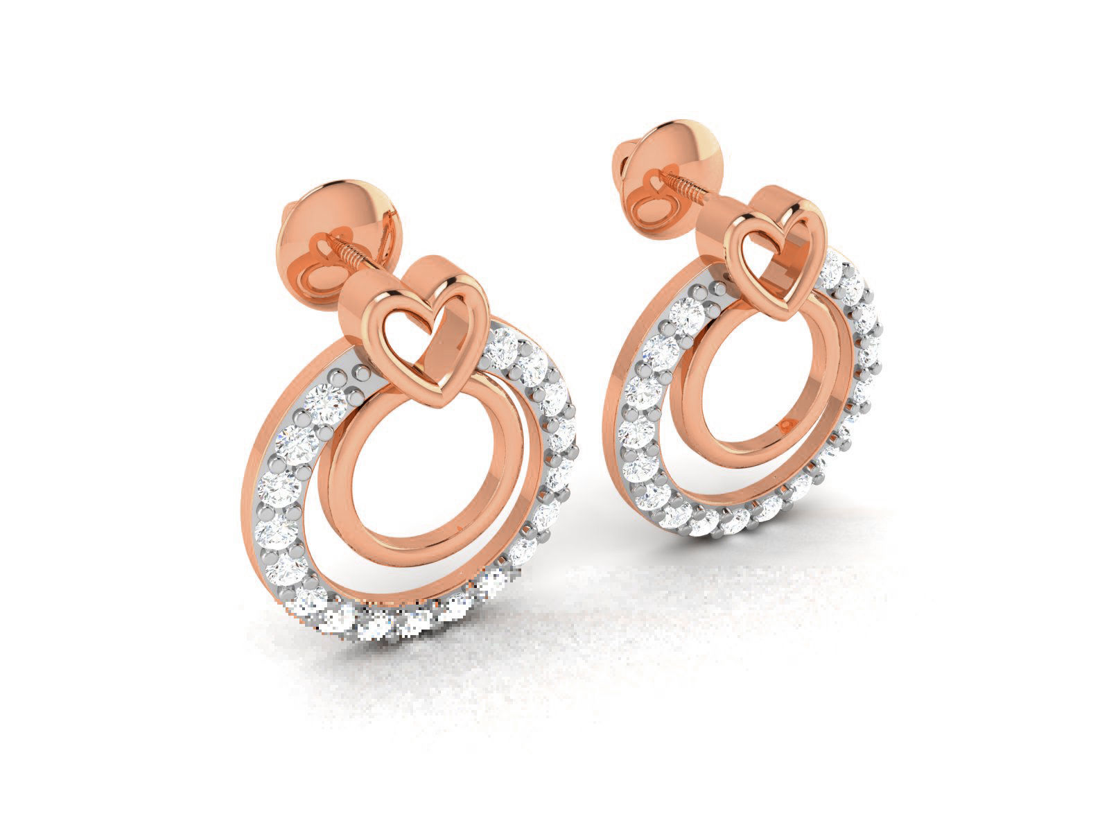 Women heart studs earrings 3dm render detail 3D print model_1