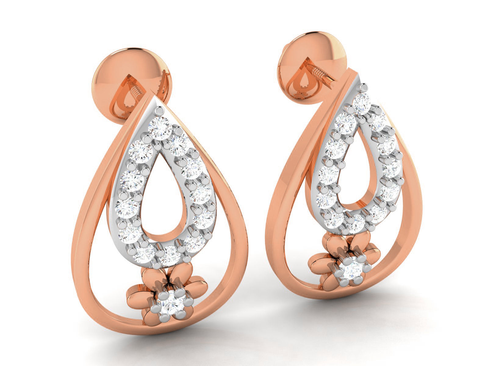 Women flower studs earrings 3dm render detail 3D print model_2