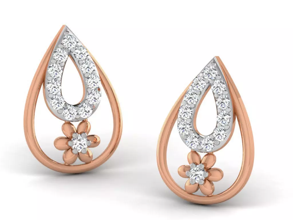 Women flower studs earrings 3dm render detail 3D print model_0