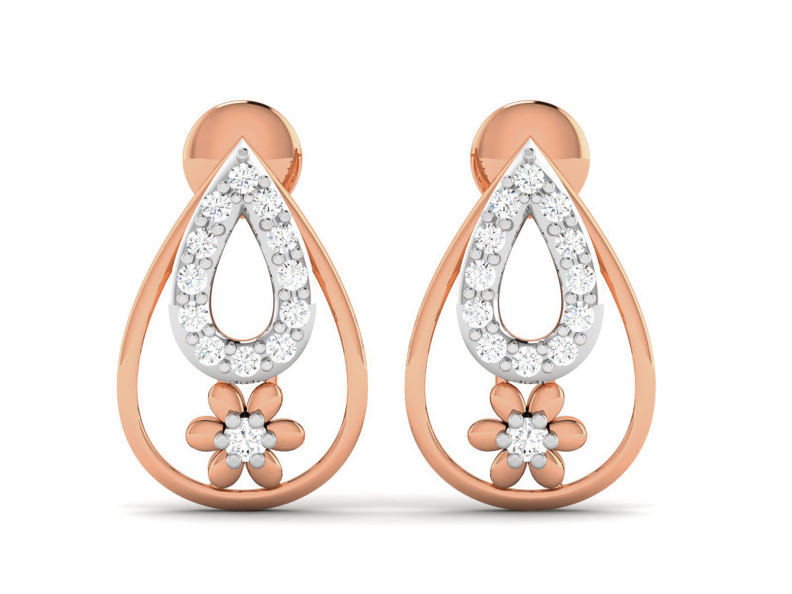 Women flower studs earrings 3dm render detail 3D print model_3