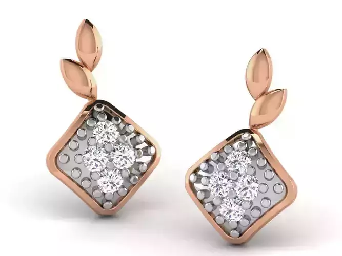 Women studs earrings 3dm render detail