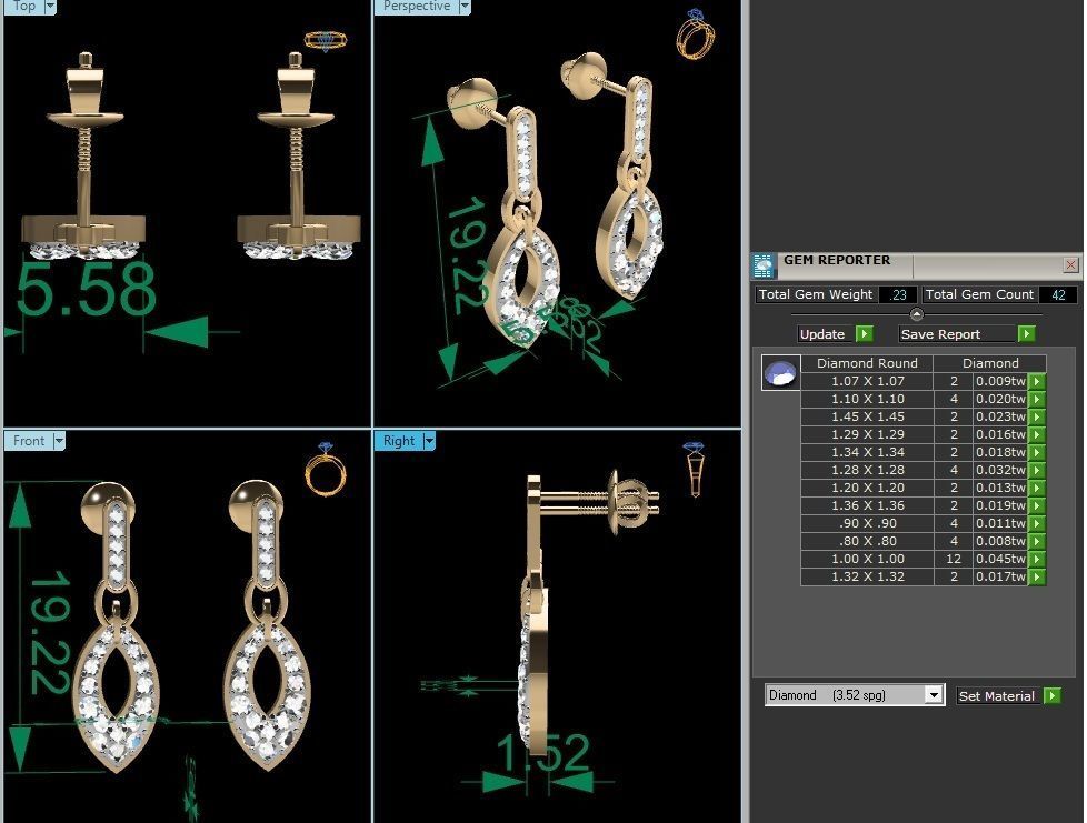 Women drop earrings 3dm render detail 3D print model_4