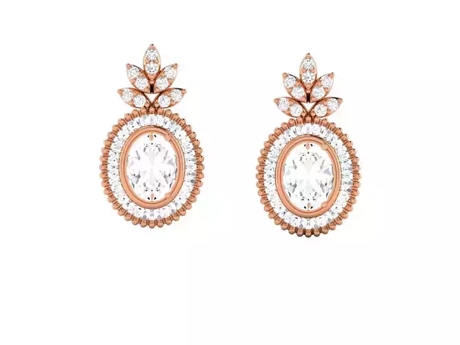 Women studs earrings 3dm render detail