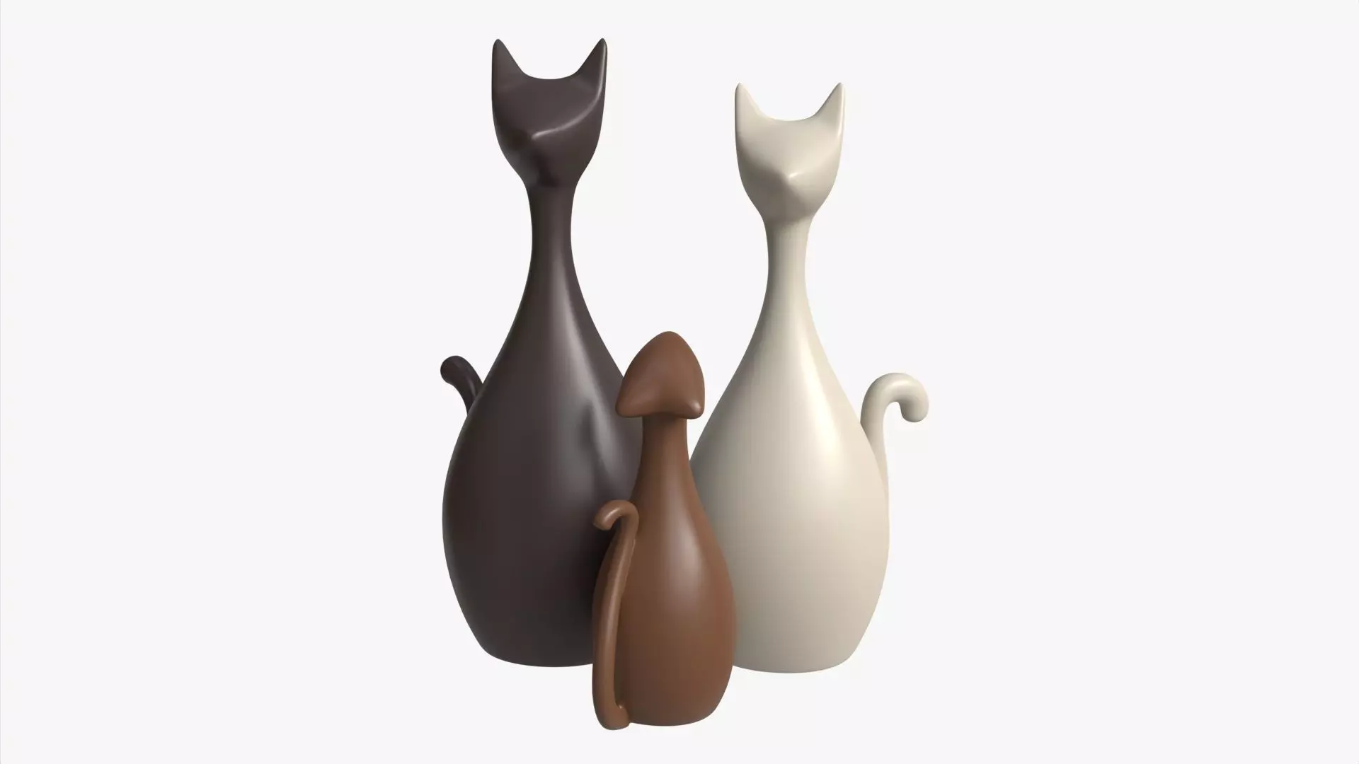 Abstract Animal Cat Ceramic Figurine Set 3D model_0