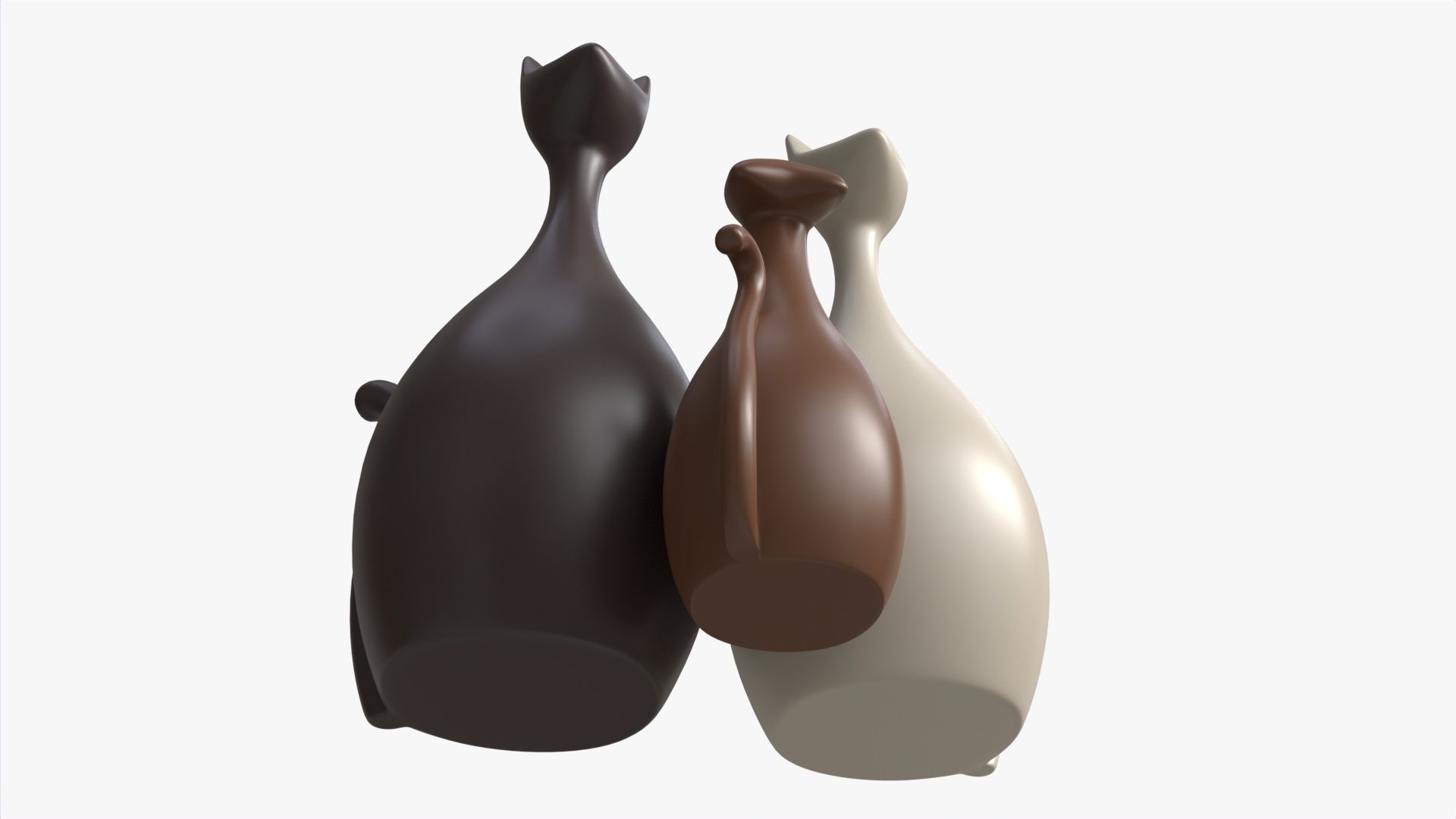 Abstract Animal Cat Ceramic Figurine Set 3D model_3