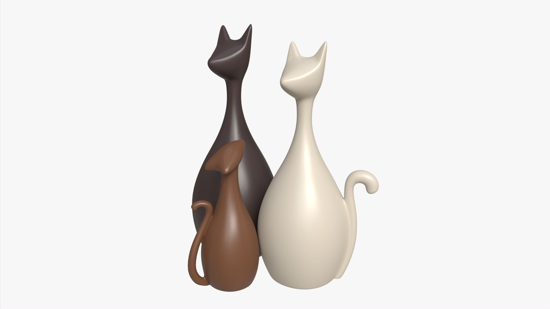 Abstract Animal Cat Ceramic Figurine Set 3D model_1