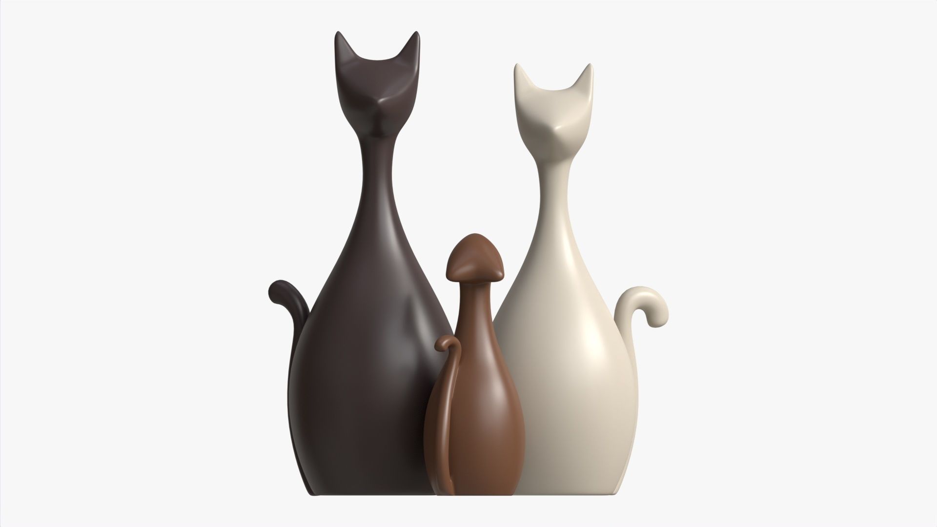 Abstract Animal Cat Ceramic Figurine Set 3D model_4