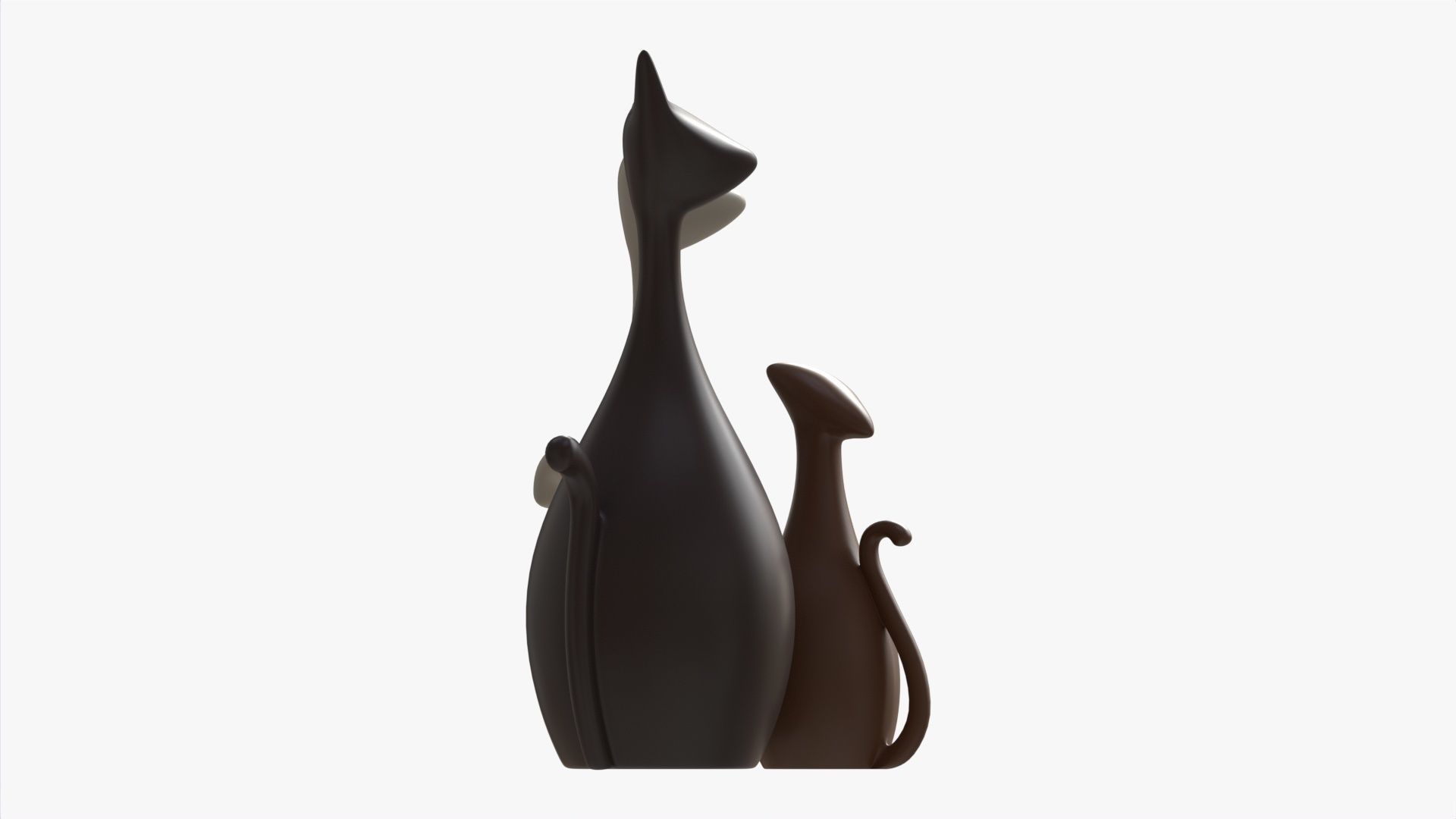 Abstract Animal Cat Ceramic Figurine Set 3D model_5