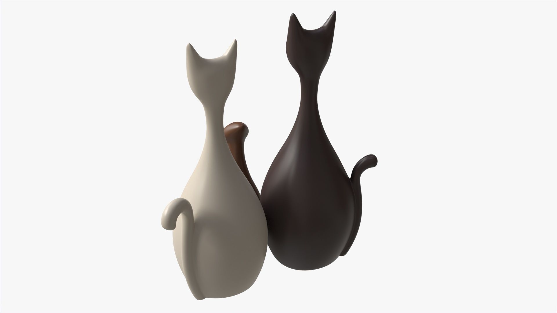 Abstract Animal Cat Ceramic Figurine Set 3D model_2