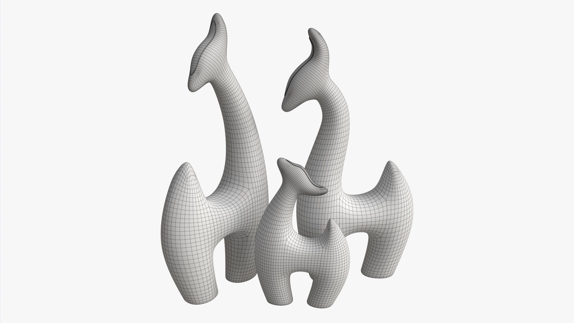 Abstract Animal Ceramic Figurine Set 02 3D model_6