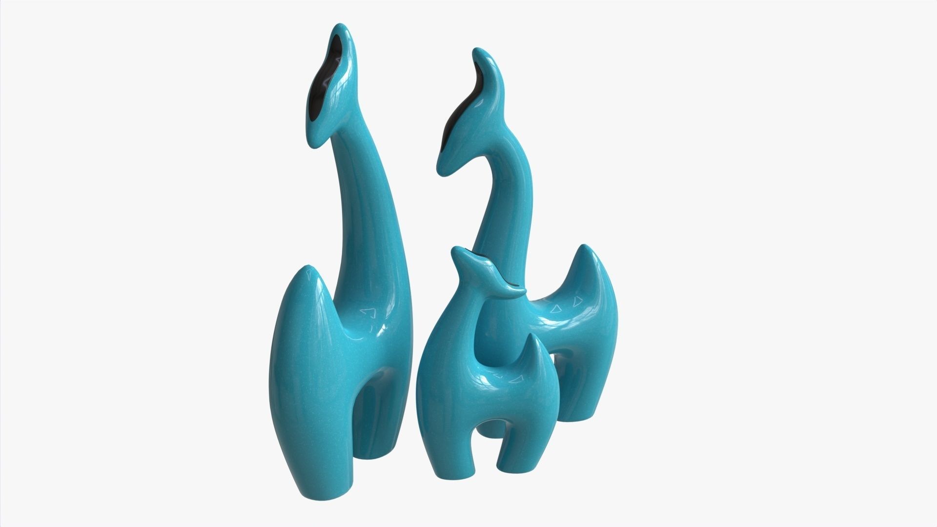 Abstract Animal Ceramic Figurine Set 02 3D model_1