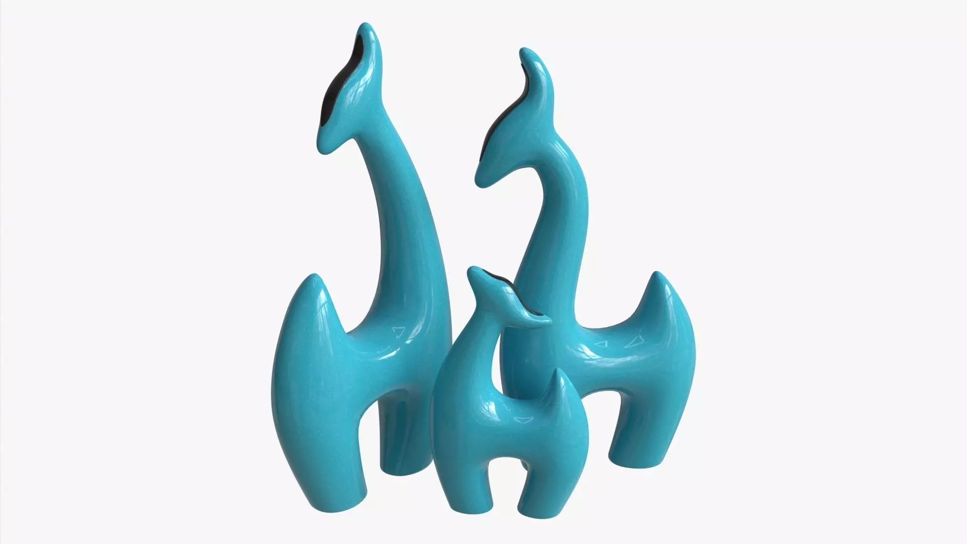 Abstract Animal Ceramic Figurine Set 02 3D model_0
