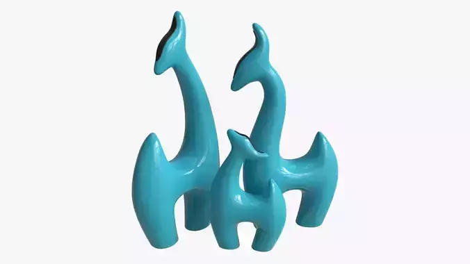 Abstract Animal Ceramic Figurine Set 02