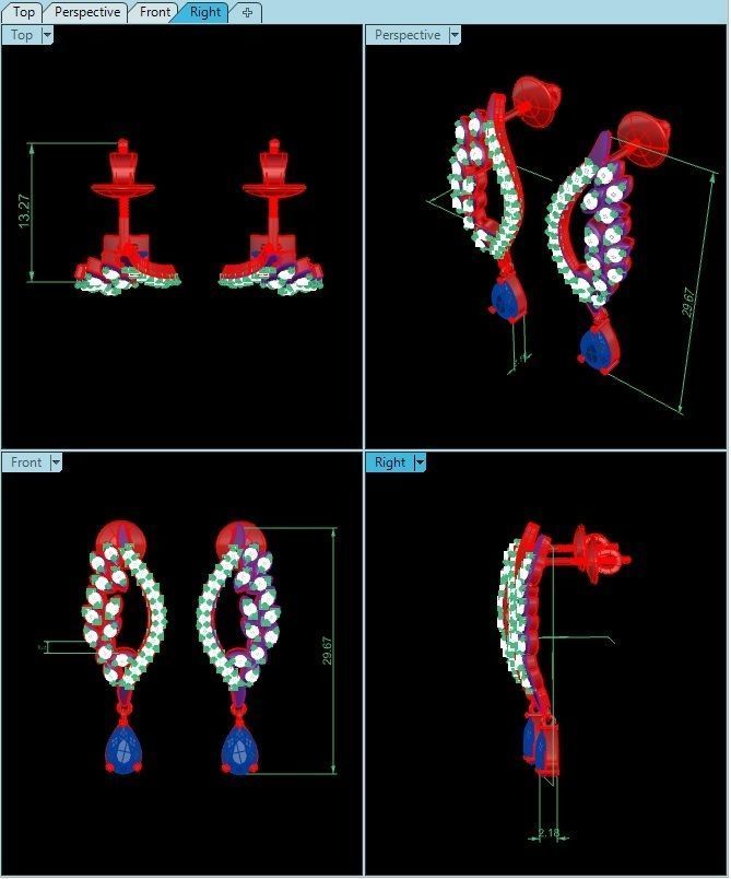 Women drop earrings 3dm render detail 3D print model_1