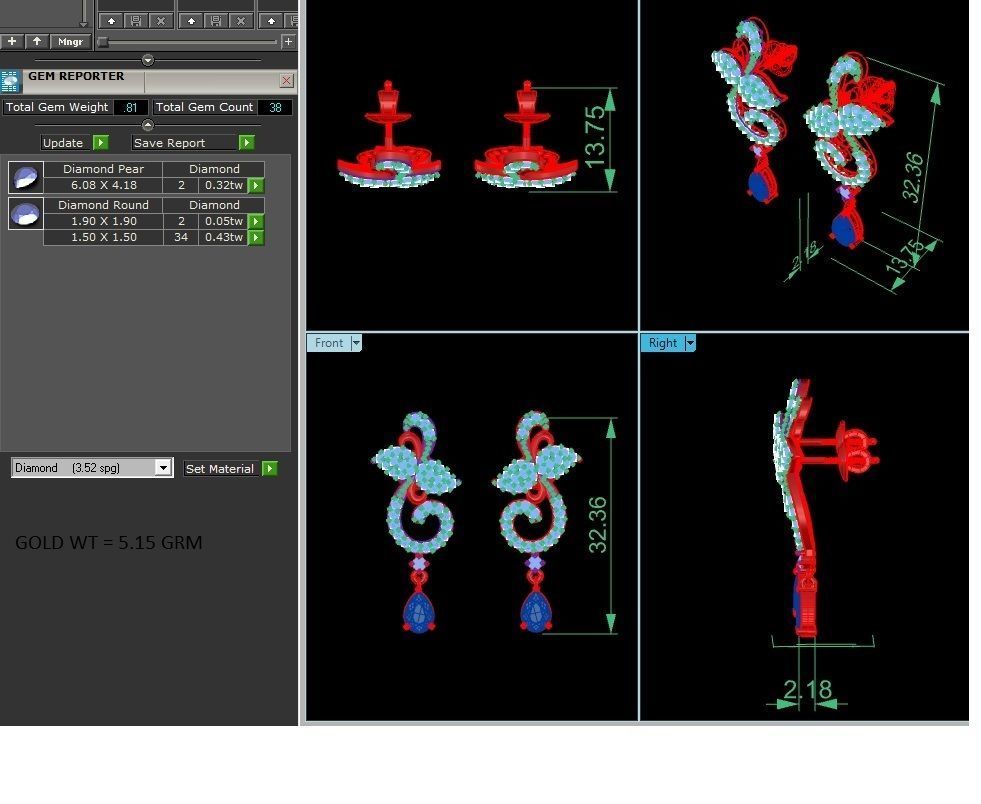 Women drop earrings 3dm render detail 3D print model_2