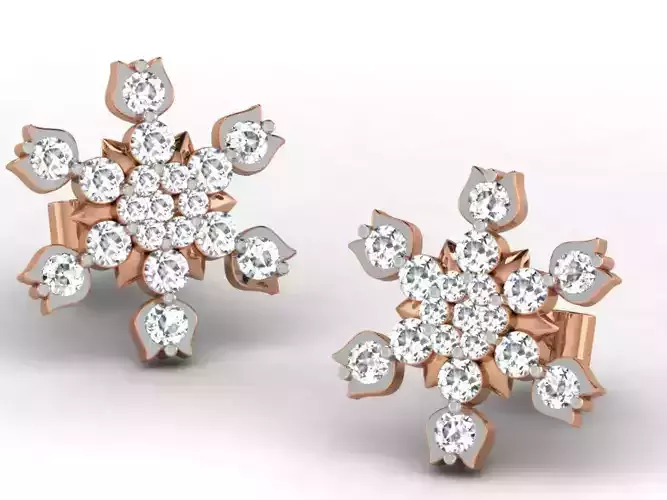 Women studs earrings 3dm render detail