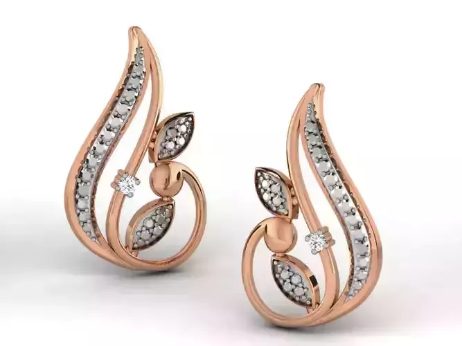 Women studs earrings 3dm render detail