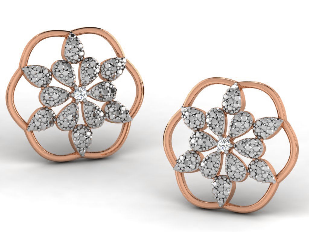 Women studs earrings 3dm render detail 3D print model_3