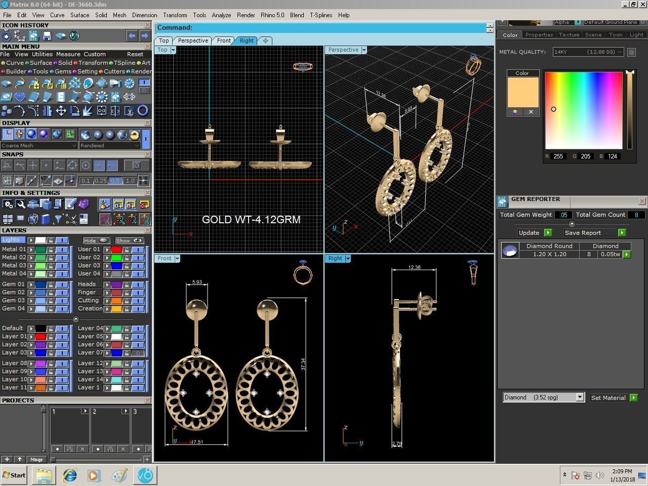 Women drop earrings 3dm render detail 3D print model_4
