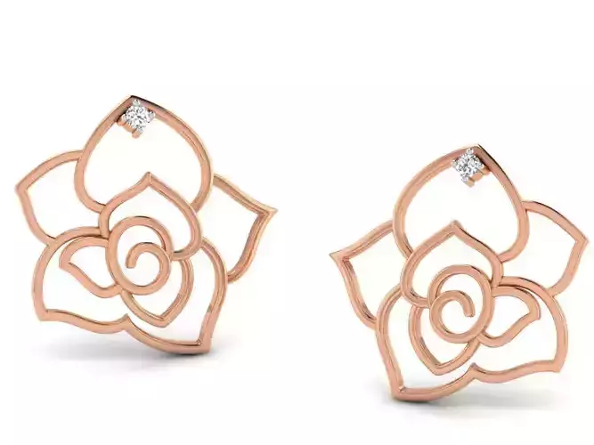 Women Rose studs earrings 3dm render detail 3D print model