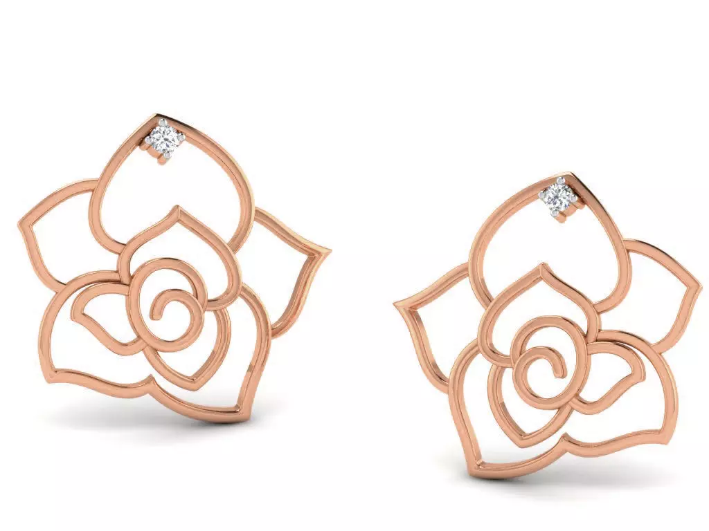 Women Rose studs earrings 3dm render detail 3D print model_0