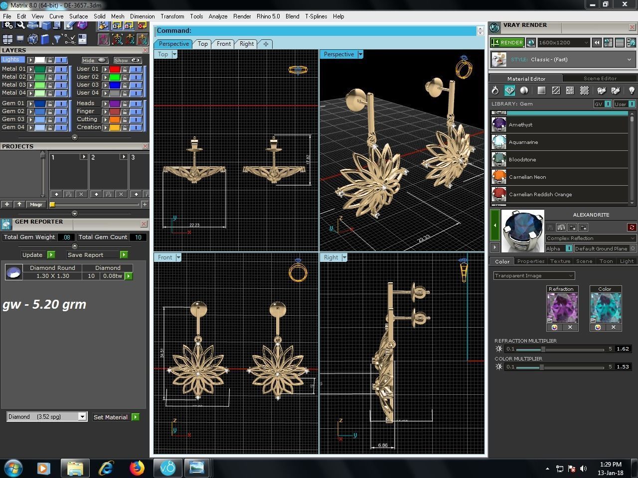 Women drop earrings 3dm render detail 3D print model_1