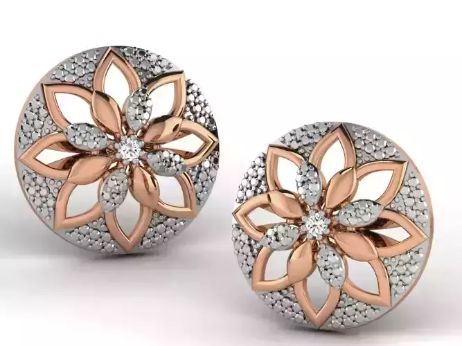 Women studs earrings 3dm render detail