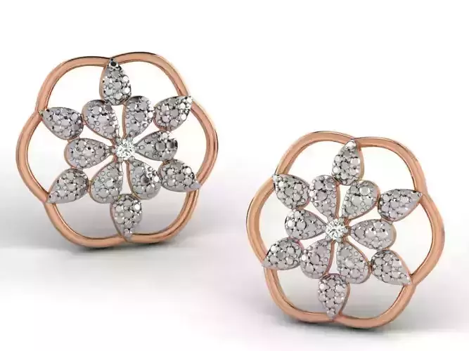 Women studs earrings 3dm render detail