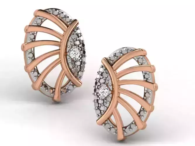 Women studs earrings 3dm render detail