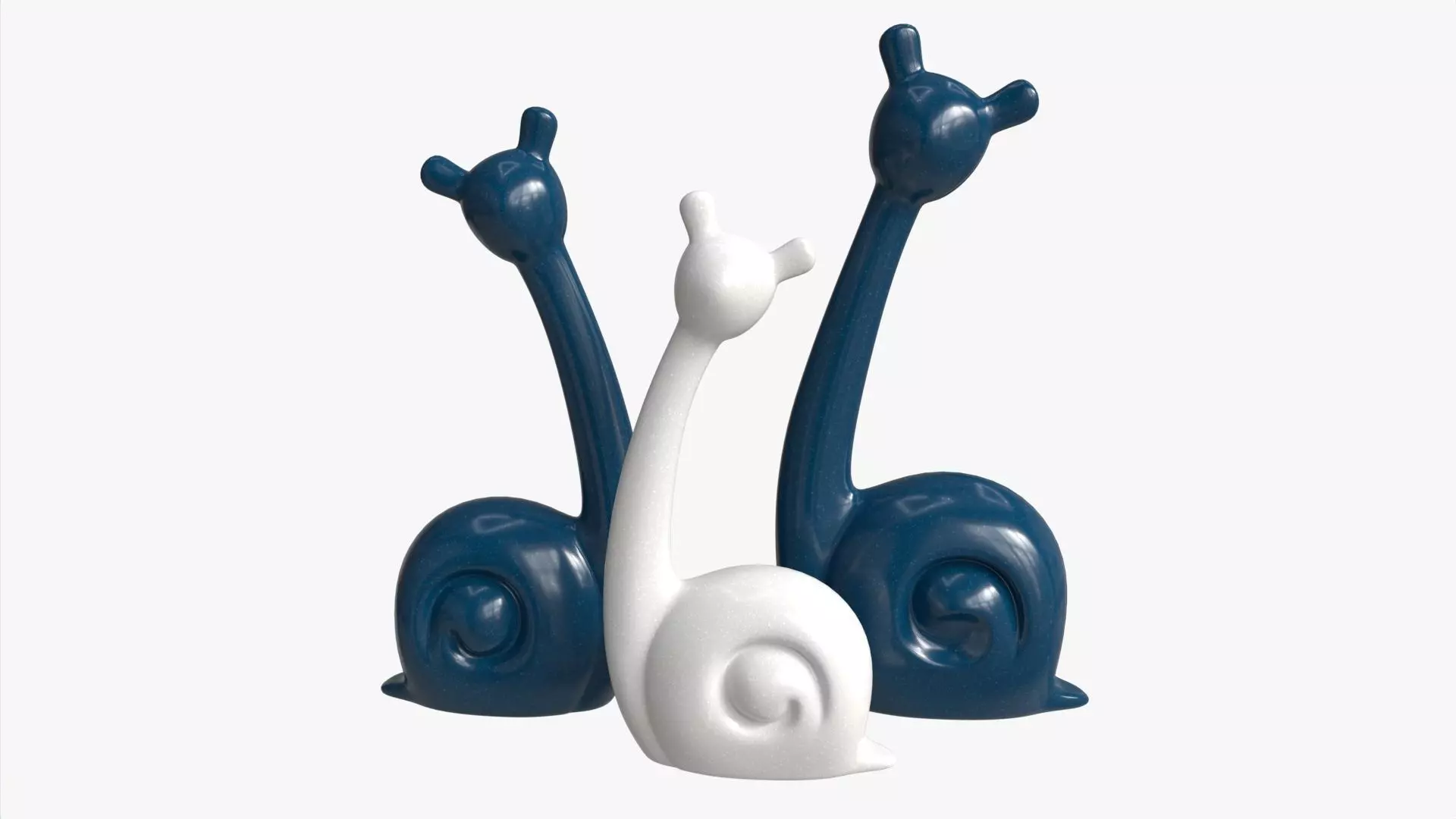 Abstract Animal Snail Ceramic Figurine Set 3D model_0