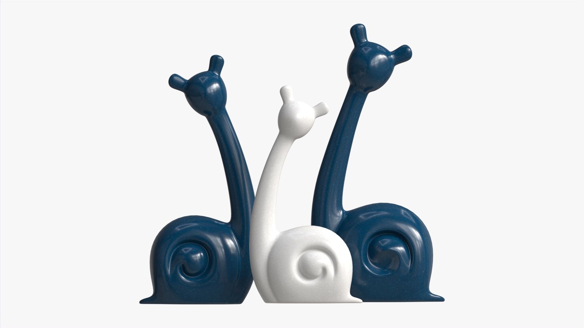 Abstract Animal Snail Ceramic Figurine Set 3D model_4