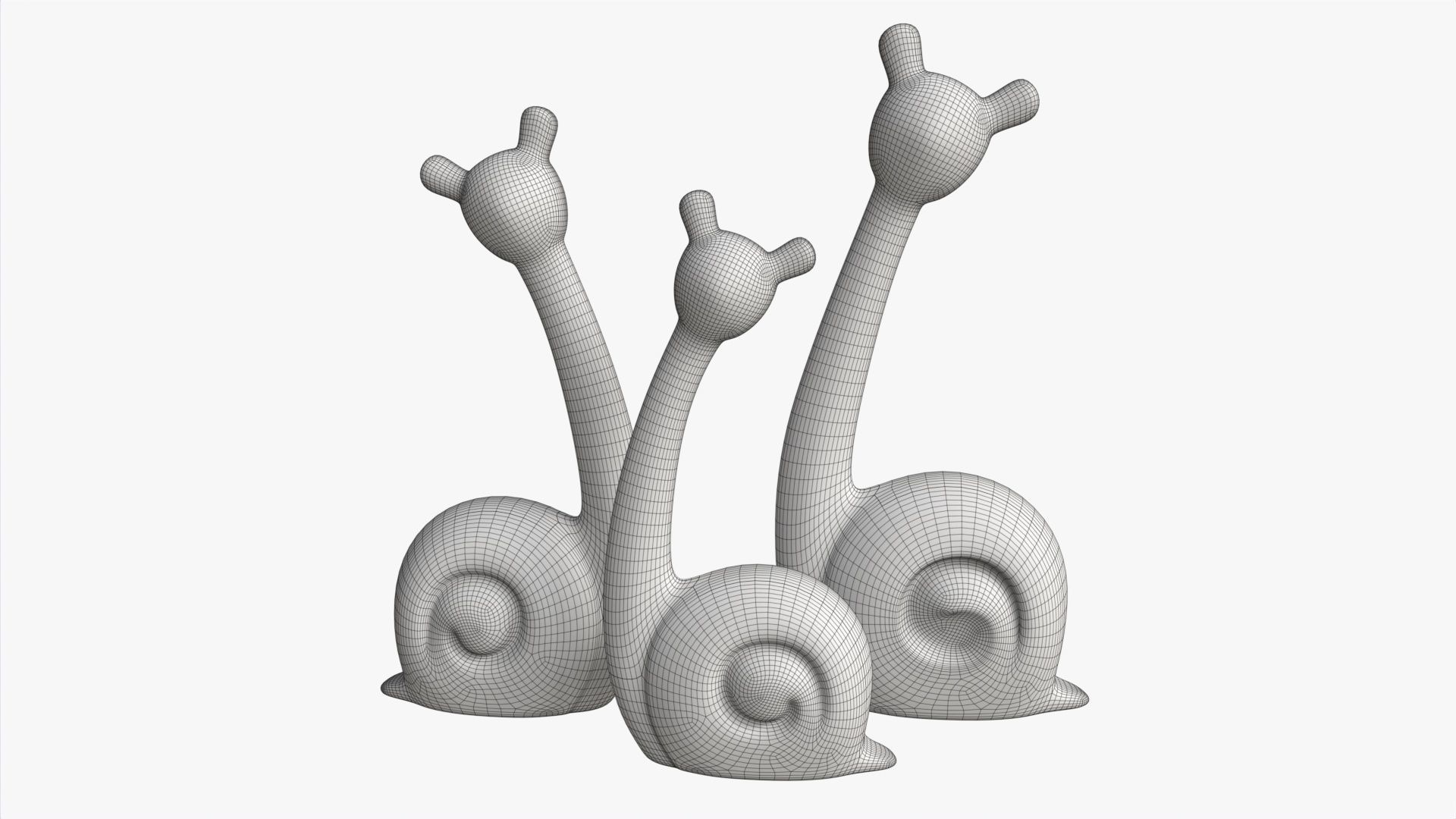 Abstract Animal Snail Ceramic Figurine Set 3D model_6