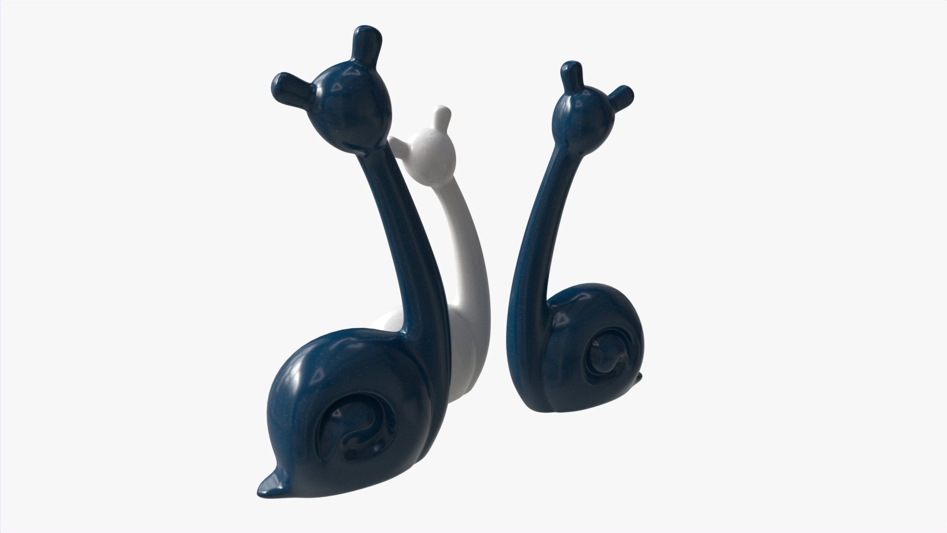 Abstract Animal Snail Ceramic Figurine Set 3D model_2