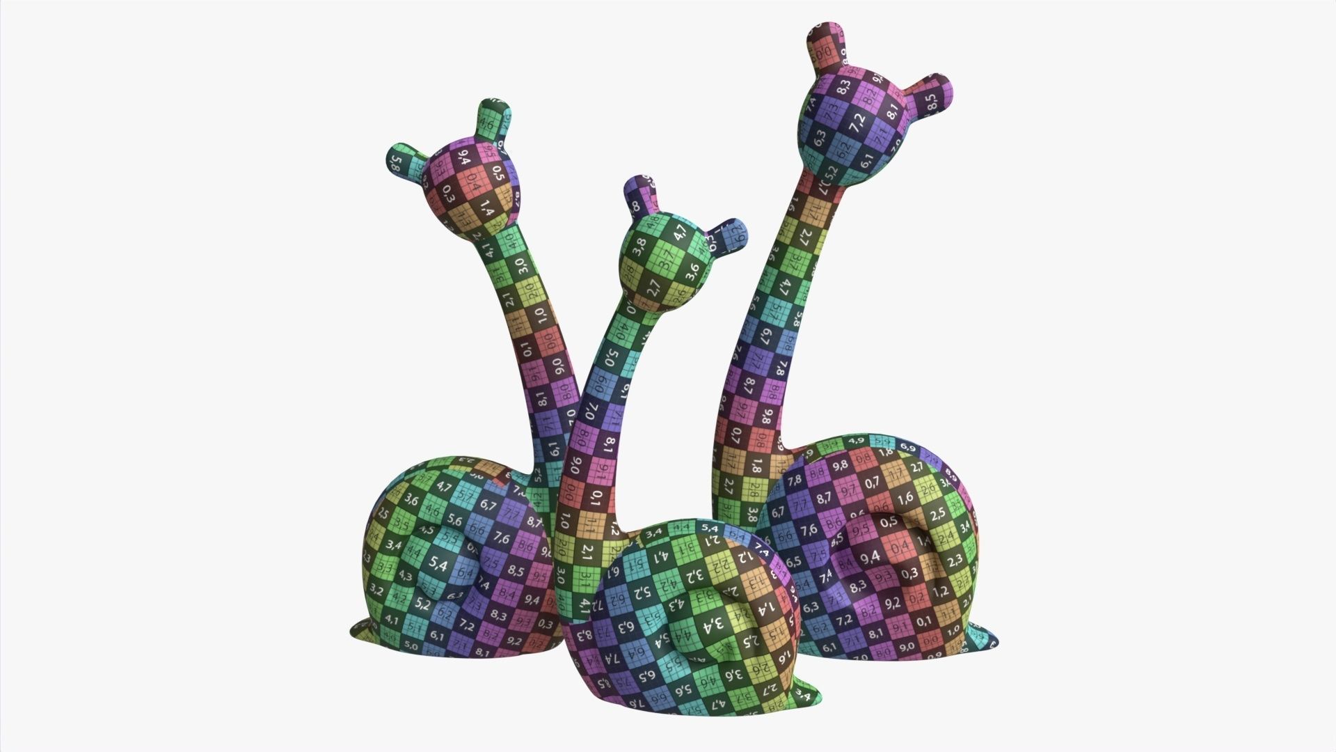 Abstract Animal Snail Ceramic Figurine Set 3D model_7